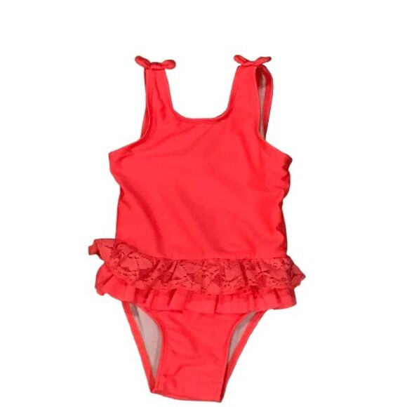 Girl's 18 Month Swimsuit One-Piece Cat & Jack Ruffles Floral - Picture 1 of 2